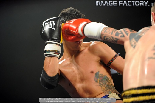 2011-04-30 Ring Rules 0011 Muay Thay - 55kg - Simone Caristo ITA - Christian Lusabio ITA